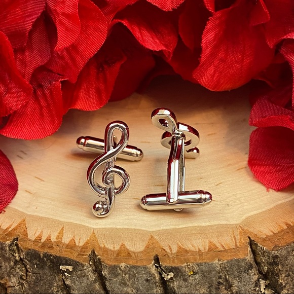 Silver Musical Note Cufflinks - Picture 10 of 16